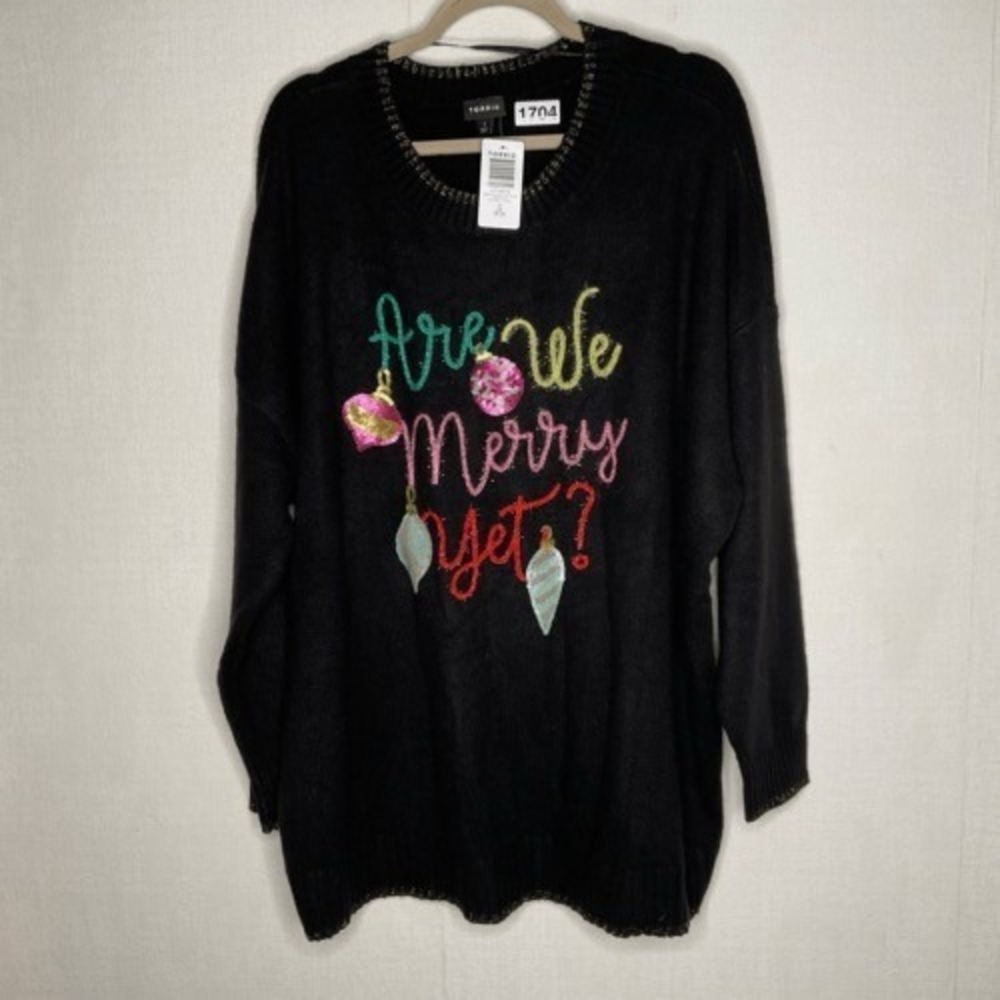NWT Torrid Black Front Logo Long Sleeve CrewNeck Sweater Pullover Women 2X China